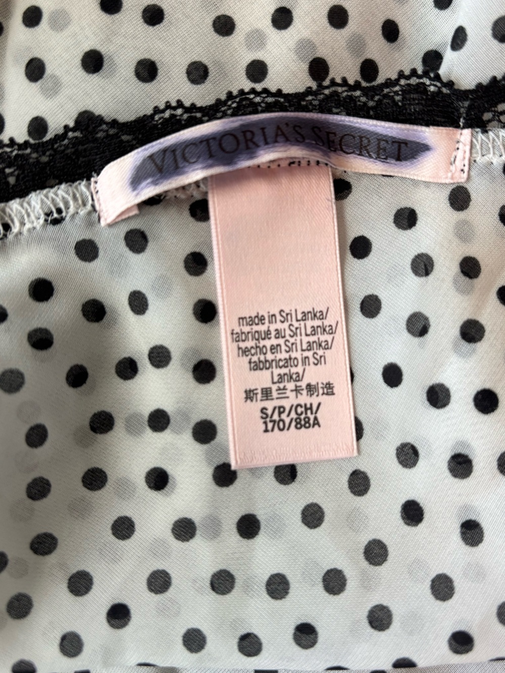 Victoria Secrete Polka Dot Lace Slip Dress Black & White Size Small 100% polyest - Picture 6 of 10